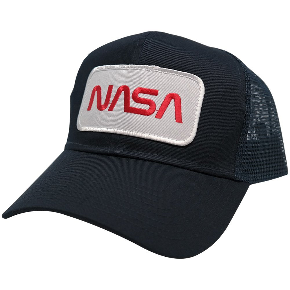 NASA Worm Red Text Patched Mesh Baseball Cap