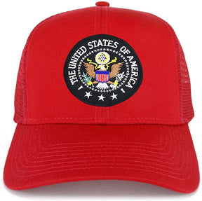 Armycrew USA Emblem Black White Patch Structured Trucker Mesh Cap