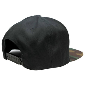 Flexfit Classic American Flag Patch Snapback Cap with Camo Visor - Black Grey