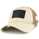 Armycrew US American Flag Black 3-D Rubber Tactical Patch Low Crown Adjustable Mesh Cap