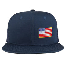 Small Side American Flag Iron on Patch Flat Bill Ripstop Trucker Mesh Cap