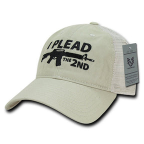 Armycrew I Plead The 2nd Embroidered Unstructured Mesh Back Cotton Cap