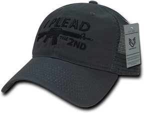 Armycrew I Plead The 2nd Embroidered Unstructured Mesh Back Cotton Cap