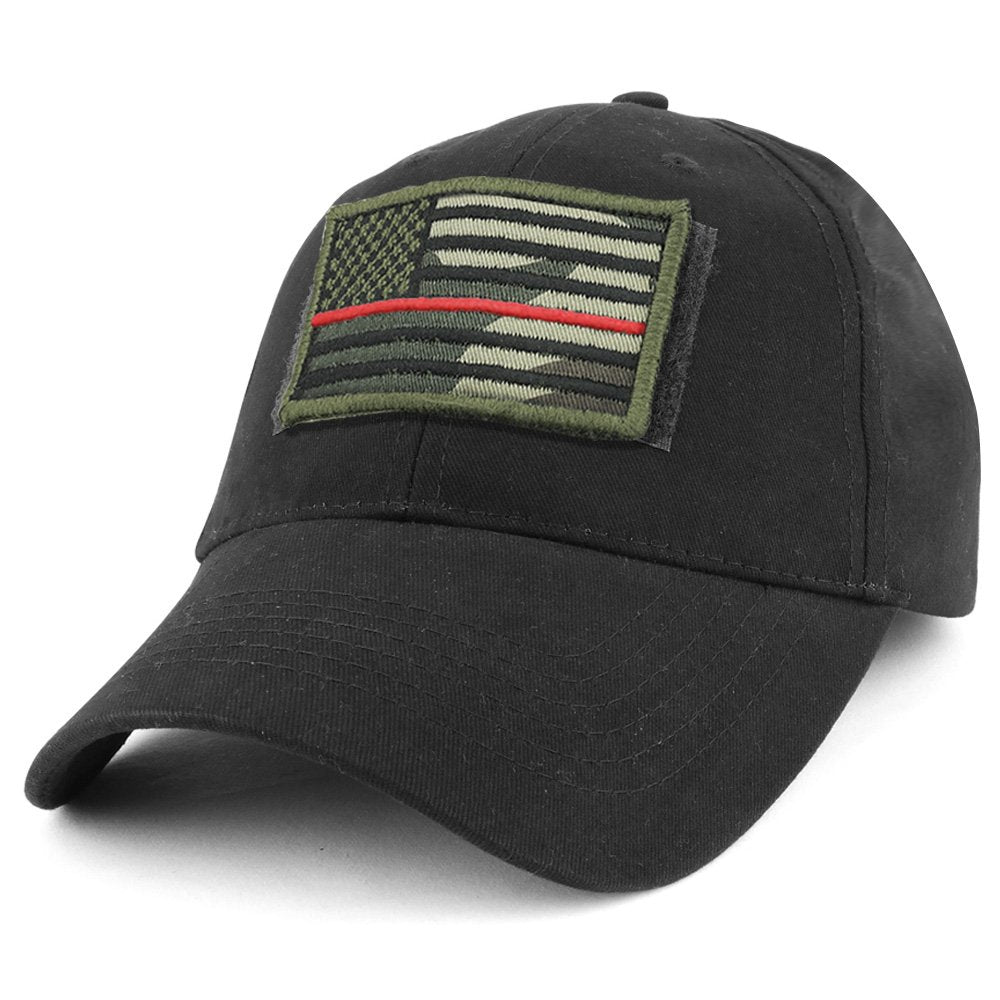 Armycrew USA Camo Thin Red Flag Tactical Patch Cotton Adjustable Baseball Cap