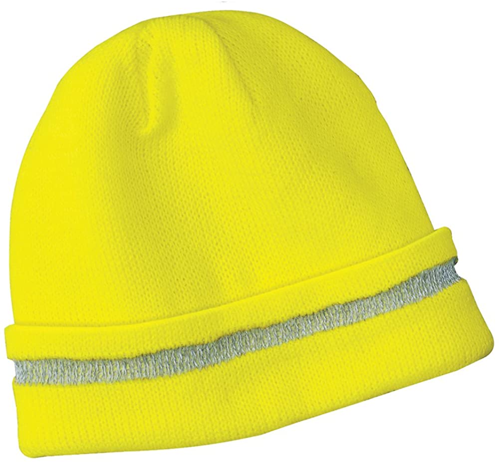 Armycrew Enhanced Visibility Warm Cuff Beanie Hat with Reflective Stripe