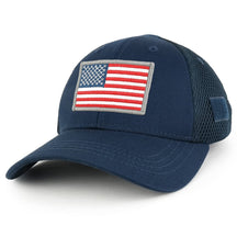 US American Flag Original with Grey Border Embroidered Patch Low Crown Adjustable Tactical Mesh Cap
