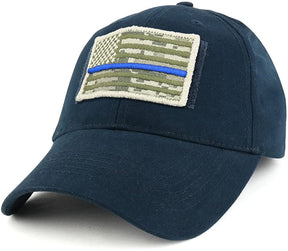 Armycrew USA ACU Thin Blue Flag Tactical Patch Cotton Adjustable Baseball Cap