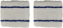 2 Pack Double Thin Striped Cotton Blend Terry Cloth Sweat Absorbing Wristband