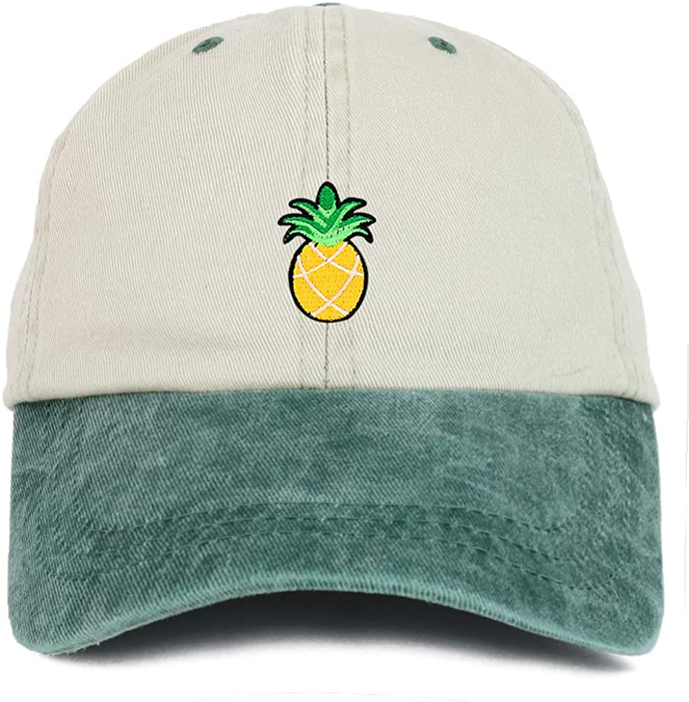 Armycrew Pineapple Embroidered Patch Unstructured Cotton Washed Baseball Cap