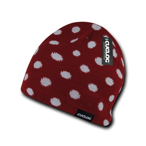 Polka Dot Fully Lined Knit Skully Beanie Cap