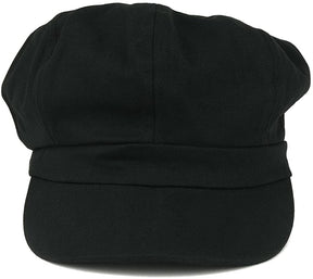 Women's Lightweight 100% Cotton Soft Fit Newsboy Cap with Elastic Back - Black