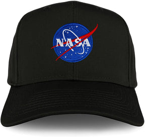 Armycrew XXL Oversize Small NASA Insignia Logo Iron On Patch Solid Baseball Cap - Black