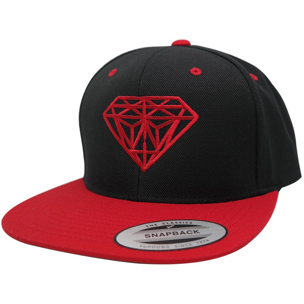 Flexfit Diamond Embroidered Flat Bill Snapback Cap - Black with Metallic Gold Thread