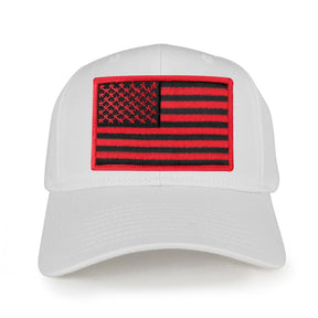 USA American Flag Logo Embroidered Iron On Patch Snap Back Cap - White