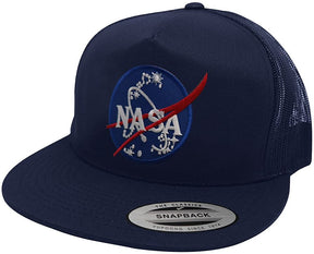 Flexfit 5 Panel NASA Insignia Embroidered Patch Snapback Mesh Back Cap