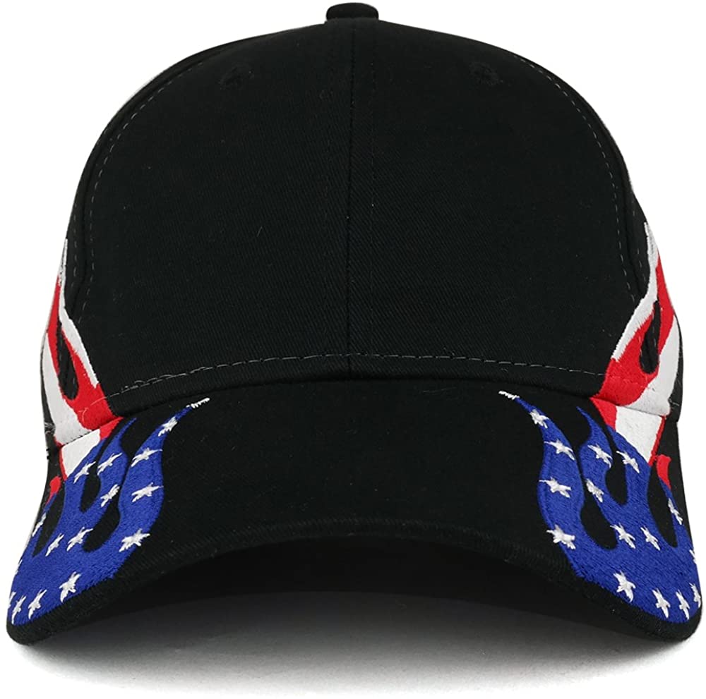 Armycrew US Flag Flame Pattern Brushed Cotton Twill Low Profile Baseball Cap