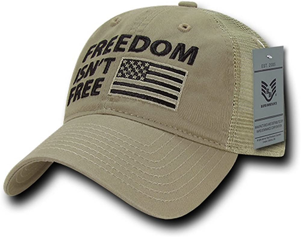 Armycrew Freedom Isn't Free American Flag Embroidered Unstructured Mesh Back Cap