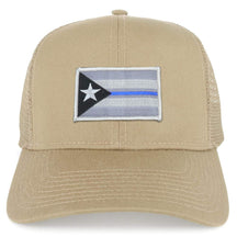 Armycrew Puerto Rico Thin Blue Line Flag Patch Structured Mesh Trucker Cap