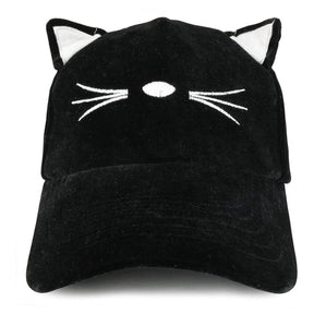 Costume Cat Ear and Whisker Velvet Structured Baseball Cap