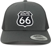 Armycrew Flexfit Route 66 Black White Patch Retro Fit Trucker Mesh Cap