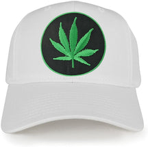 Marijuana Leaf Circle Iron on Patch with Green Border Adjustable Baseball Cap