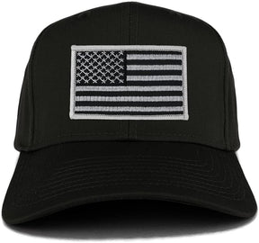 USA American Flag Logo Embroidered Iron On Patch Snap Back Cap - Black