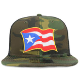 Armycrew Puerto Rico Waving Flag Patch Structured Camo Trucker Cap