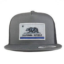 Armycrew 5 Panel California Thin Blue Line Flag Patch Flatbill Mesh Cap