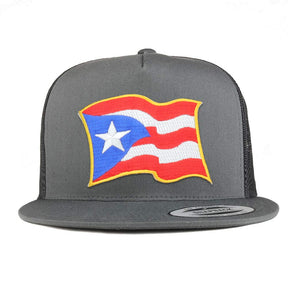Armycrew 5 Panel Puerto Rico Waving Flag Patch Flatbill Mesh Cap