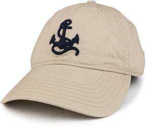 3D Anchor Embroidered Washed Twill Cotton Adjustable Baseball Cap