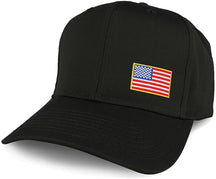 Armycrew XXL Oversize USA Small Side Flag Iron On Patch Solid Baseball Cap - Black