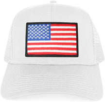 Armycrew USA American Flag Embroidered Patch Snapback Mesh Trucker Cap - White