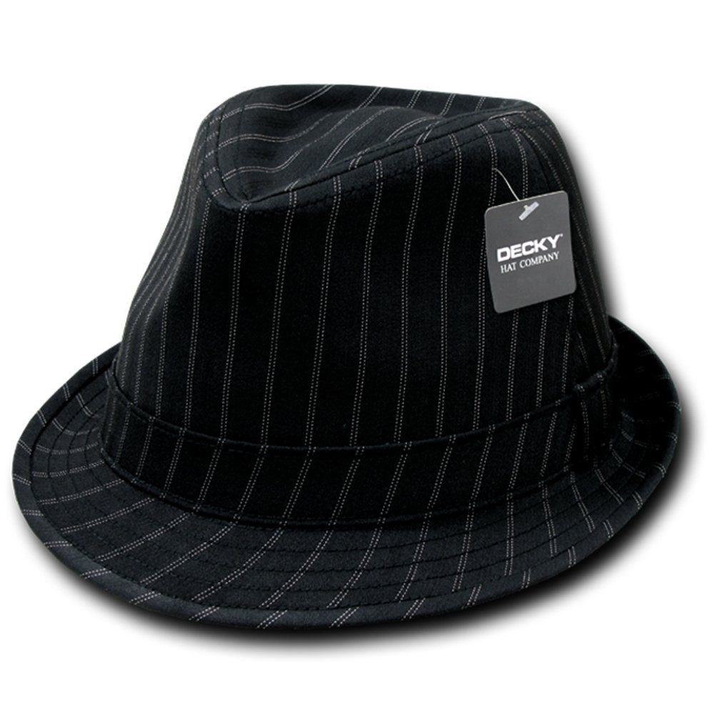 Classic Poly Woven Double Pinstripe Fedora Hat