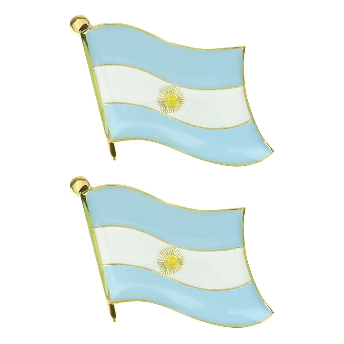 Armycrew Metallic Argentina Flag Badge Lapel Pin 2 Pack Set