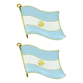 Armycrew Metallic Argentina Flag Badge Lapel Pin 2 Pack Set