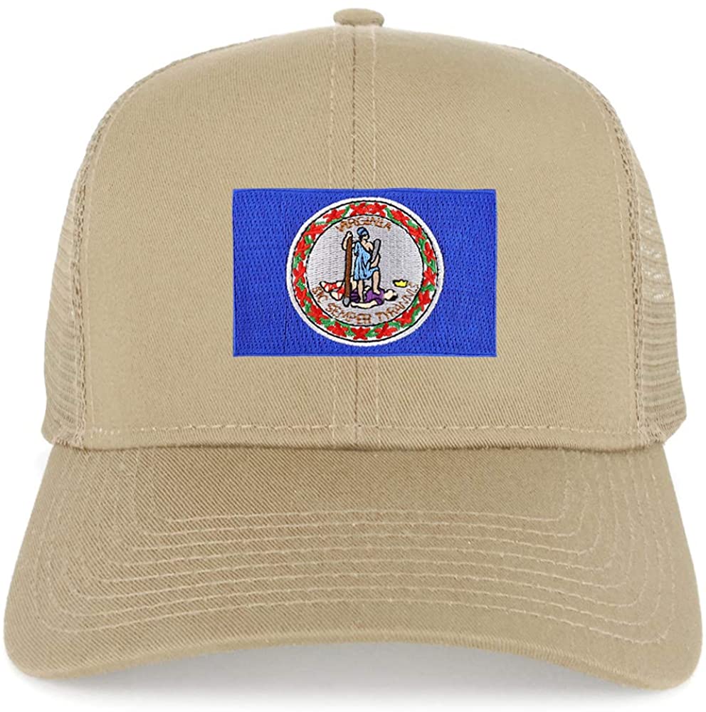 Armycrew New Virginia Home State Flag Embroidered Patch Mesh Trucker Cap