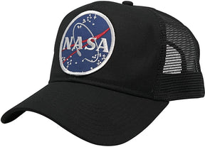 NASA Space Logo Embroidered Iron On Patch Snapback Cap - Mesh Back - Black