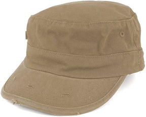 Washed Cotton Army BDU Style Fitted Military Cap - Black - L-XL