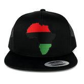 5 Panel Red Black Green Africa Map Embroidered Patch Flat Bill Mesh Snapback