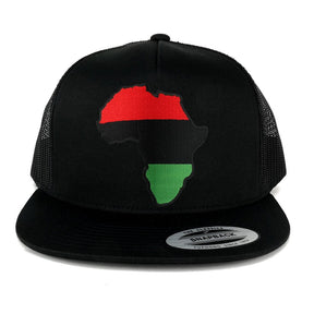 5 Panel Red Black Green Africa Map Embroidered Patch Flat Bill Mesh Snapback