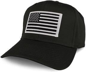 Armycrew XXL Oversize Black White USA American Flag Patch Solid Baseball Cap