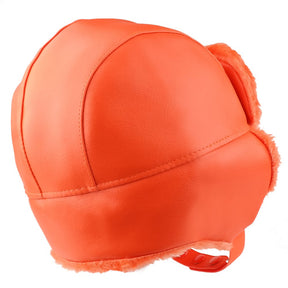High Visibility Fur Trimmed Vinyl Trooper Aviator Winter Hat