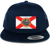 Armycrew New Florida State Flag Patch 5 Panel Flatbill Snapback Mesh Cap - Navy