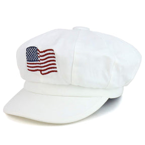 Armycrew USA Embroidered American Flag with Optical Light Newsboy Cap