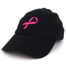 Armycrew Made in USA Large Breast Cancer Ribbon Embroidered Soft Cotton Cap