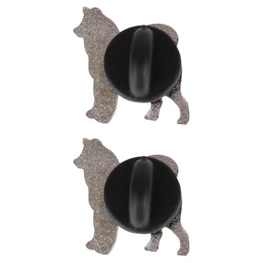 Armycrew Metallic Black Husky Dog Badge Lapel Pins 2 Pack Set