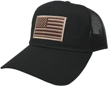 AC Racing USA American Flag Patch Snapback Trucker Mesh Cap - Black