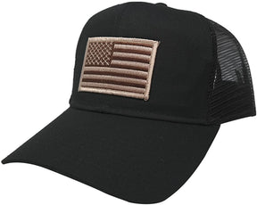 AC Racing USA American Flag Patch Snapback Trucker Mesh Cap - Black