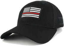 Thin RED Line American Flag 3D Rubber Tactical Patch Low Crown Adjustable Mesh Cap