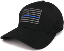 American Flag Embroidered Low Profile Flexible Air Mesh Baseball Cap (One Size, Black)